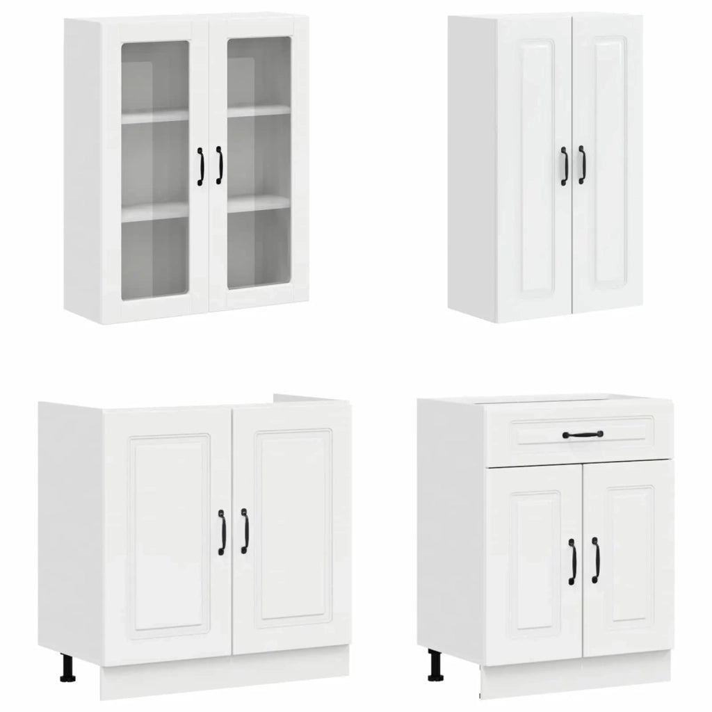 Unità Cucina KALMAR 4 pcs Bianco Lucido Legno ingegnerizzato 3438309