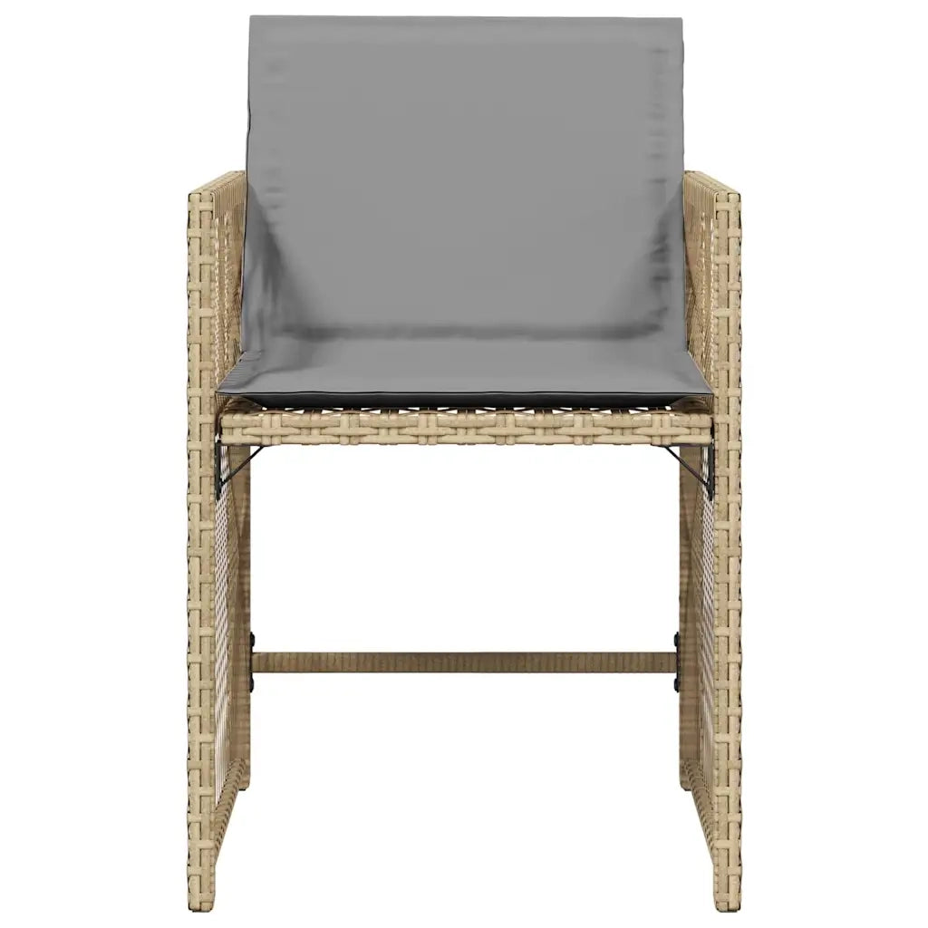 Sedie da Giardino con Cuscini 4 pz Beige Misto in Polyrattan