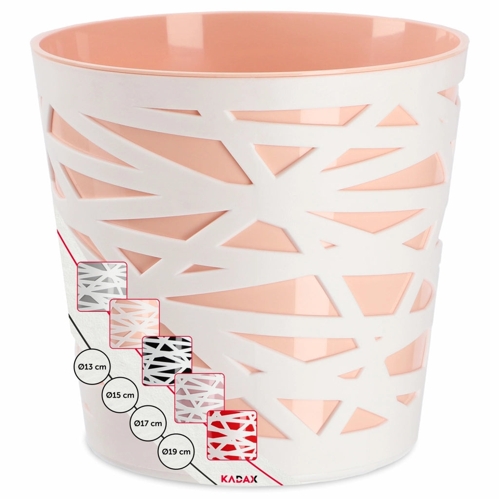 Vaso da fiori KADAX, coperchio in plastica, inserto, fiori, piante, 13 cm, color pesca