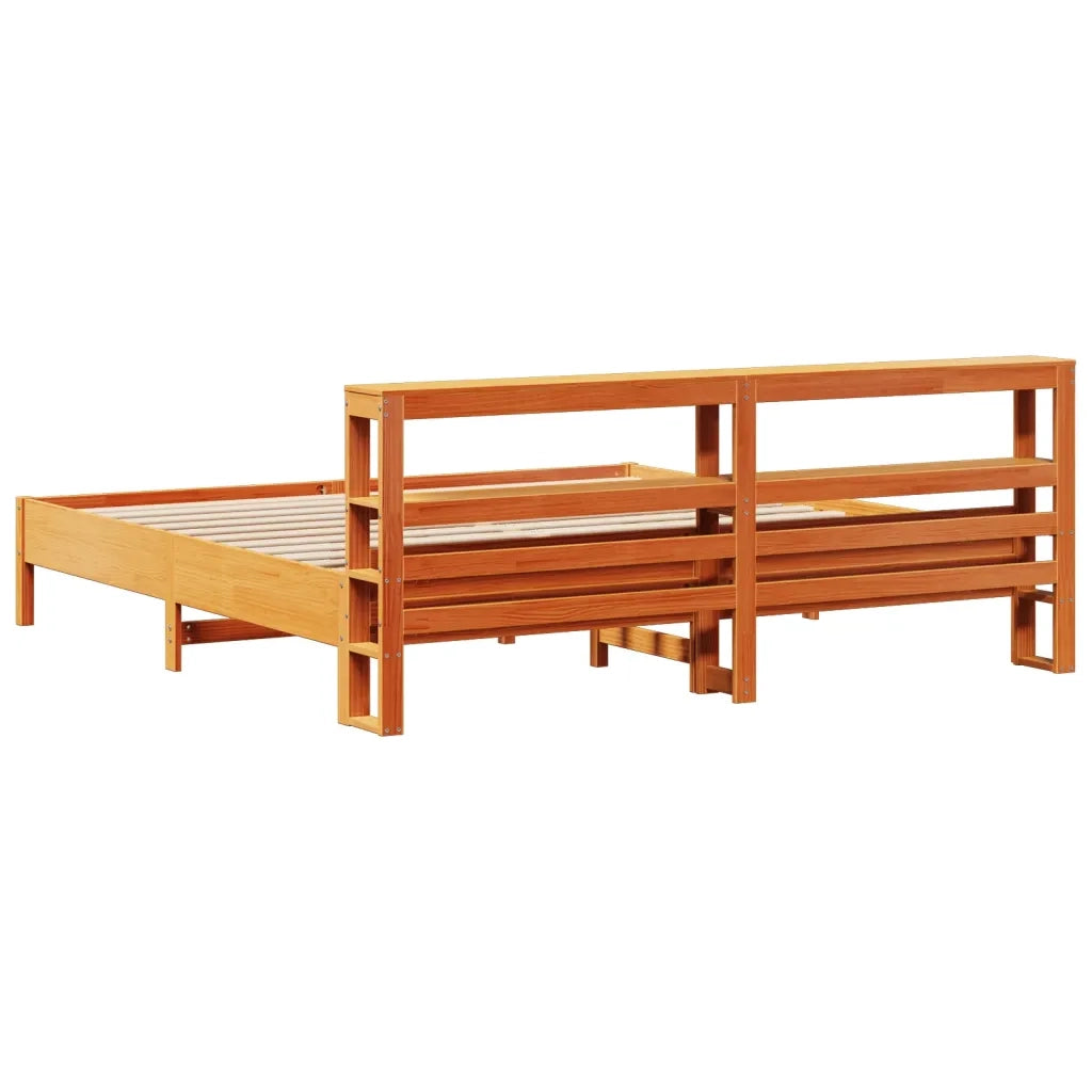 Letto senza Materasso Marrone Cera 200x200 cm in Legno di Pino 3306137