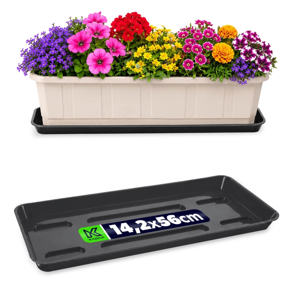 Supporto per vaso da fiori KADAX da 60 cm, fioriera da balcone, vassoio in plastica