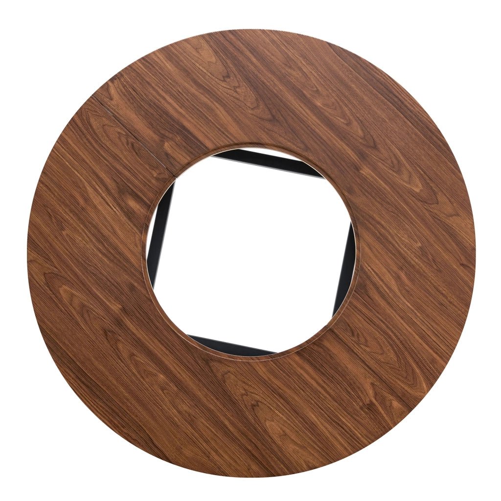 Tavolo da pranzo rotondo 100 cm marrone con inserto in vetro, 2-4 persone