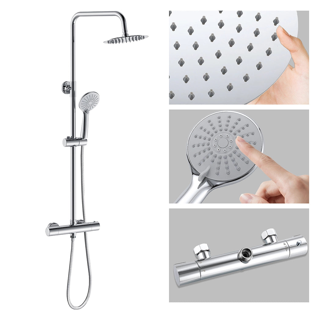 Colonna per Doccia AICA ITALY Colonna Doccia Idromassaggio con Soffione Tondo da 20cm in Acciaio Inox, Cromo