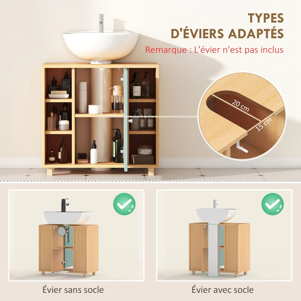 Mobile da bagno sottolavabo con 6 ripiani e anta ¨C zephmum ¨C 60x33x57 cm verde