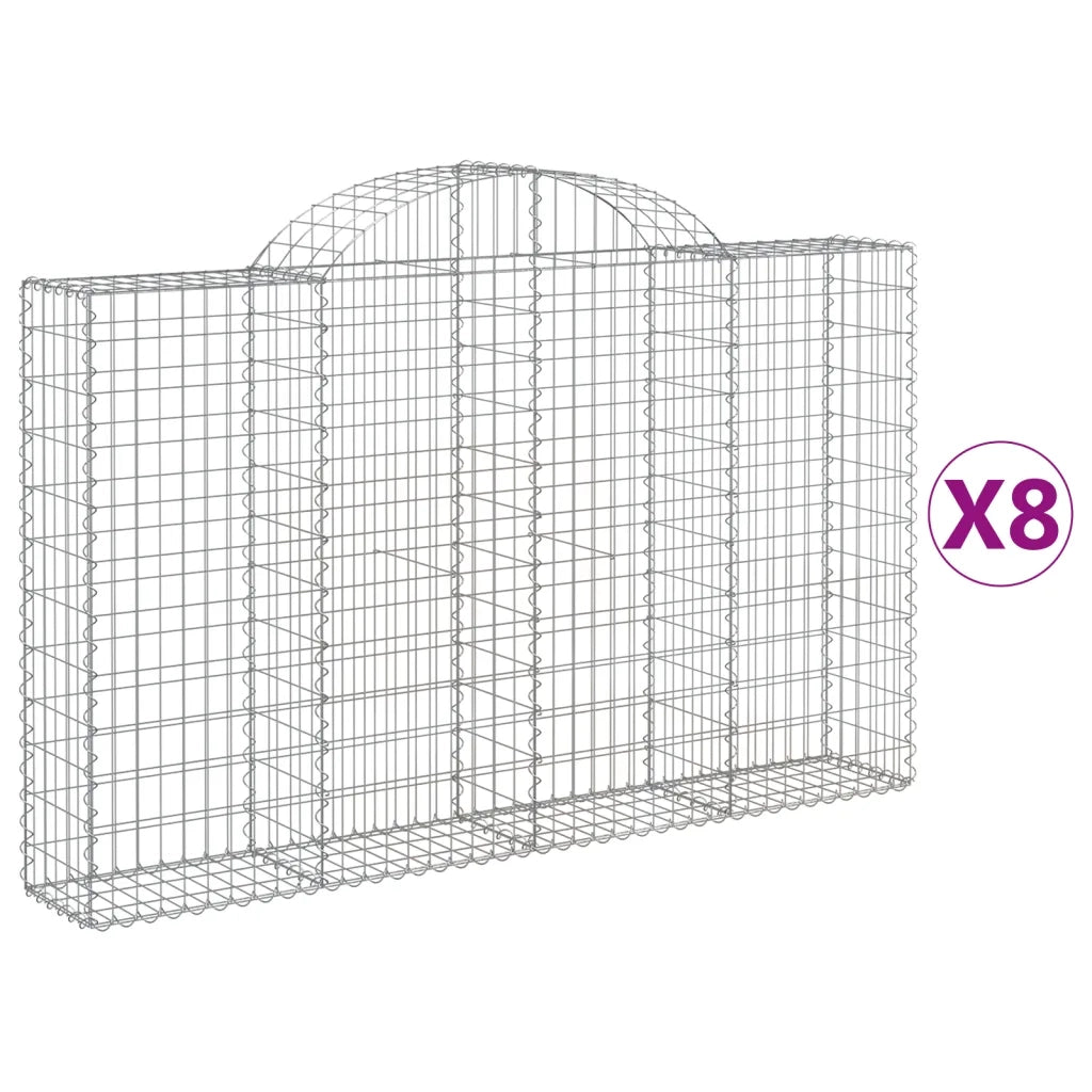 Cesti Gabbioni ad Arco 8 pz 200x30x120/140 cm Ferro Zincatocod mxl 101164