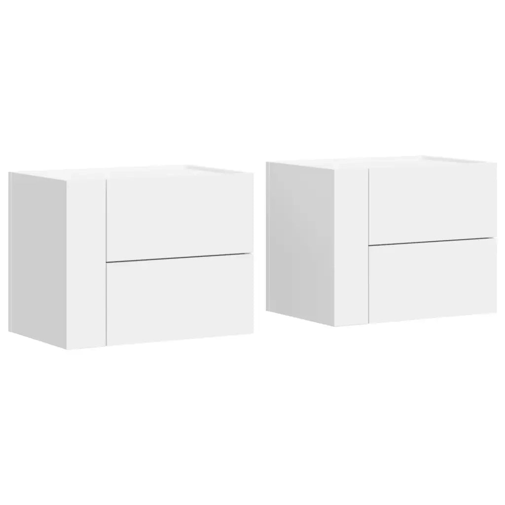 Set di 2 Comodini | Armadio da Notte | Mobiletto da notte a Muro Bianchi 45x30x35 cm