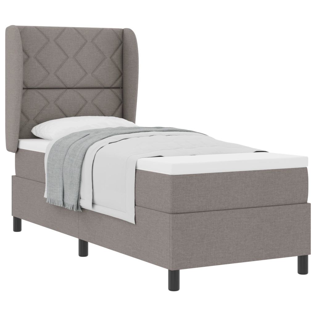 Letto Box Spring con Materasso in Tortora 80x200 cm Tessuto