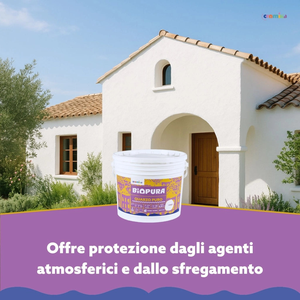 Pittura murale quarzo puro interni esterni finitura opaca linea biopura cromika *** formato 2.5 lt, confezione 1