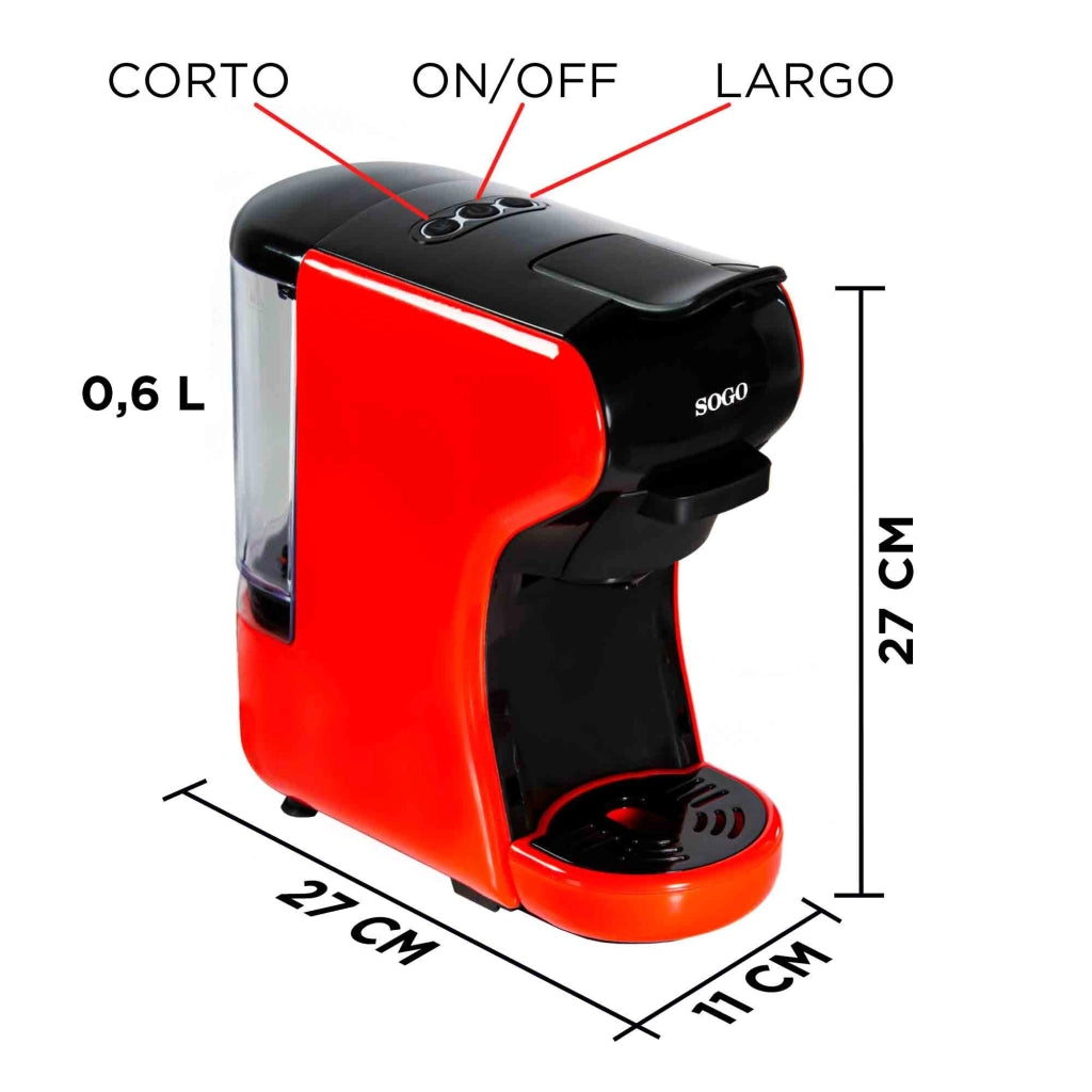 Macchina caffè multifunzione 4 in 1, compatibile capsule Nespresso Dolce Gusto, caffè macinato tè 1450W - SOGO