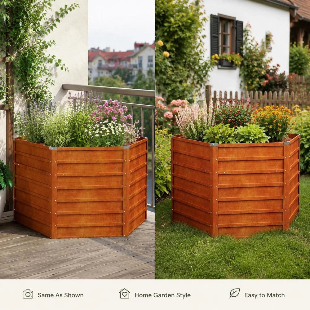 Rusty Raised Bed 129x129x77 Cm Corten Steel