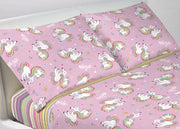 Completo Lenzuola In 100% Cotone Disegno Unicorno - Singolo - Unicorno