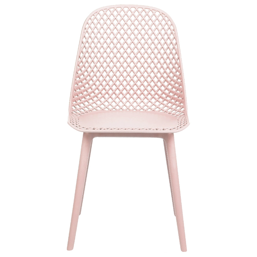 Set di 4 sedie da pranzo Seduta e gambe sintetiche rosa Schienale a rete aperto Design moderno e minimalista
