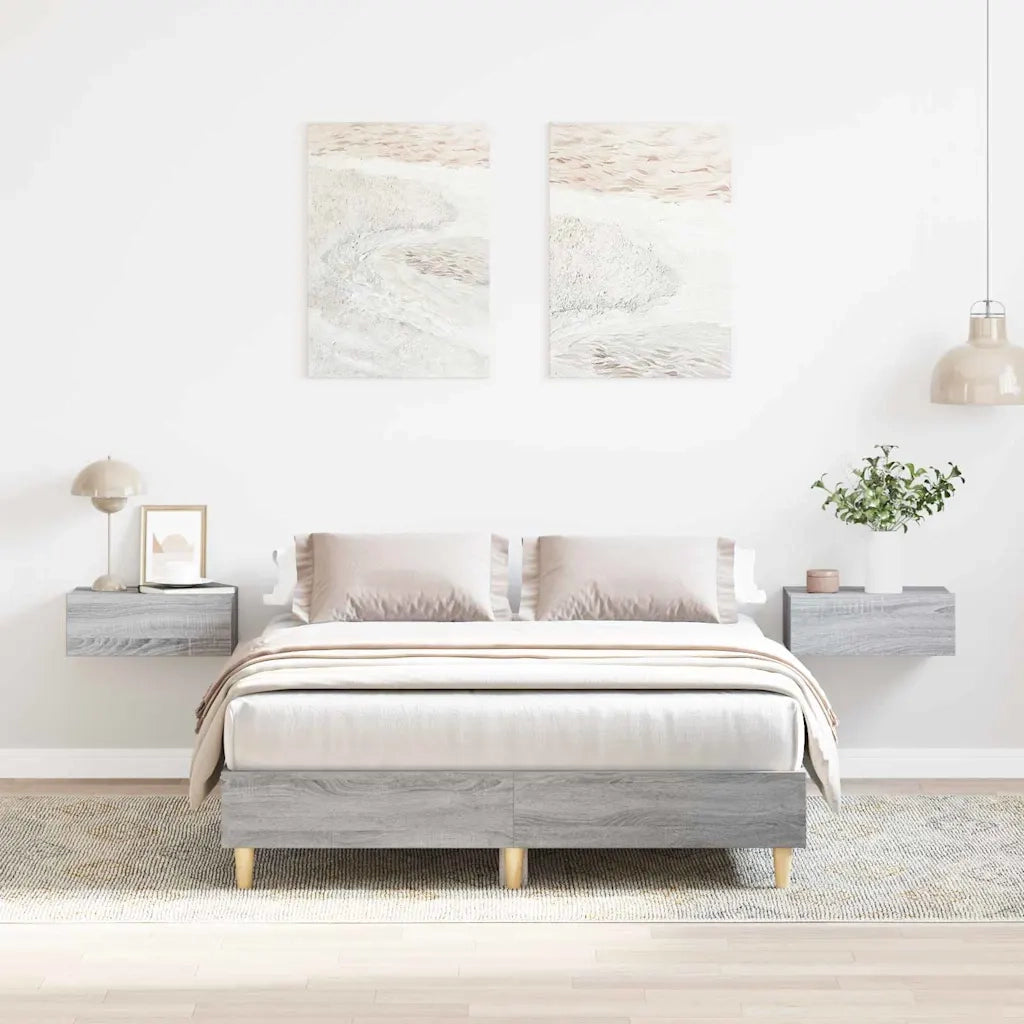 Struttura del letto-Giroletto Grigio Sonoma 193 x 123 x 25 cm