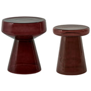 Set di 2 Tavoli da caffè in vetro trasparente marrone scuro moderno di forma ovale design moderno contemporaneo