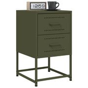 Comodini 2 pz-Set di 2 Tavolino da notte Verde Oliva 36x39x60,5 cm in Acciaio 703726