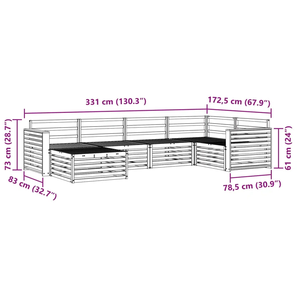 Set di divani da esterno 6 pcs Naturale