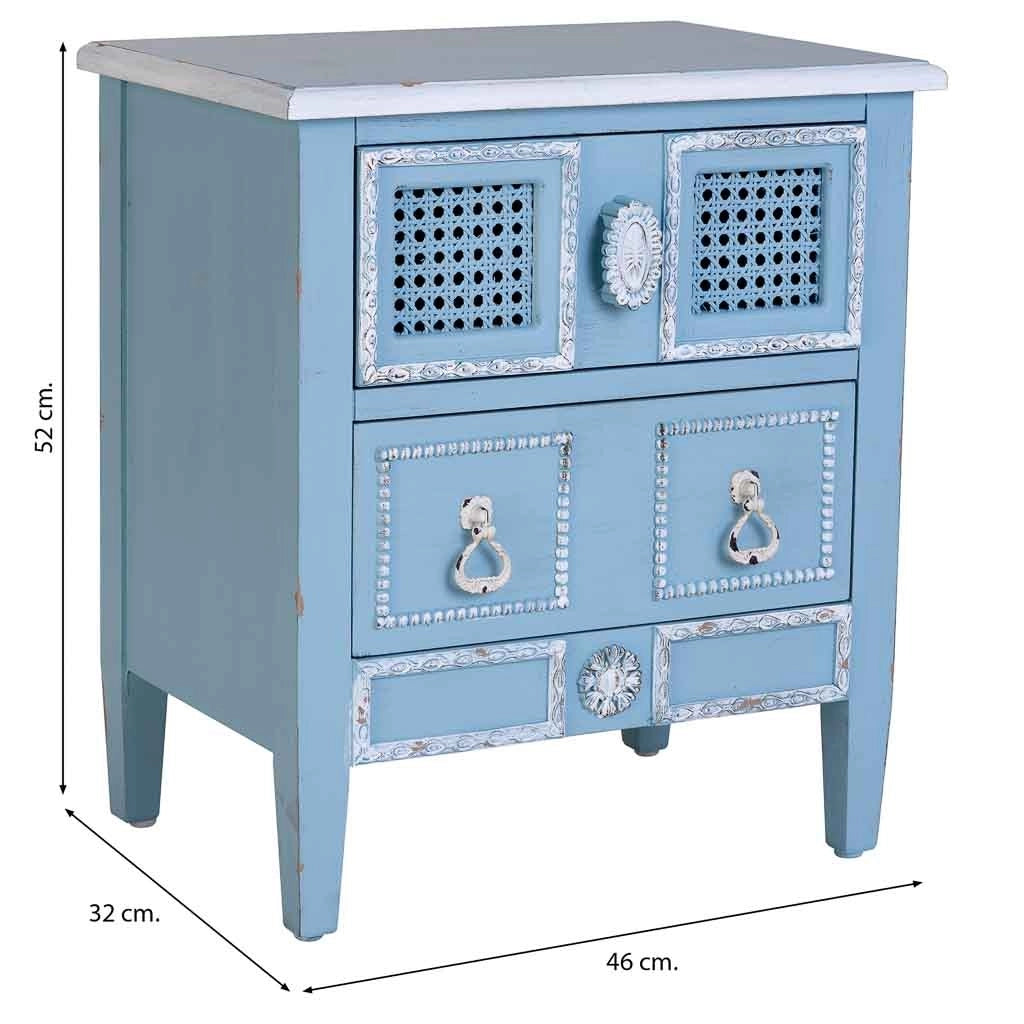 Comodino in legno laccato blu 46x32x52h cm