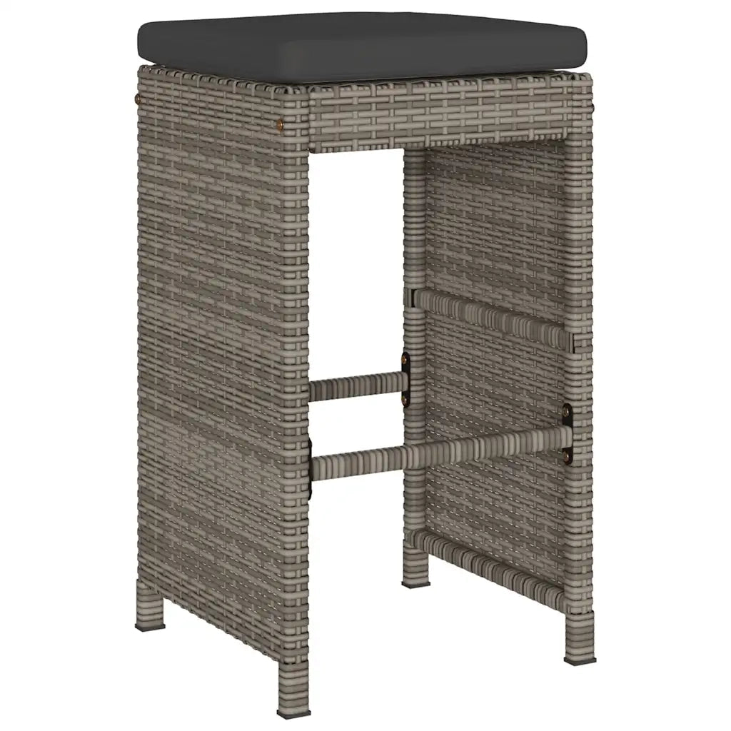 Sgabelli da Bar con Cuscini 4 pz Grigi in Polyrattan CFW3862309