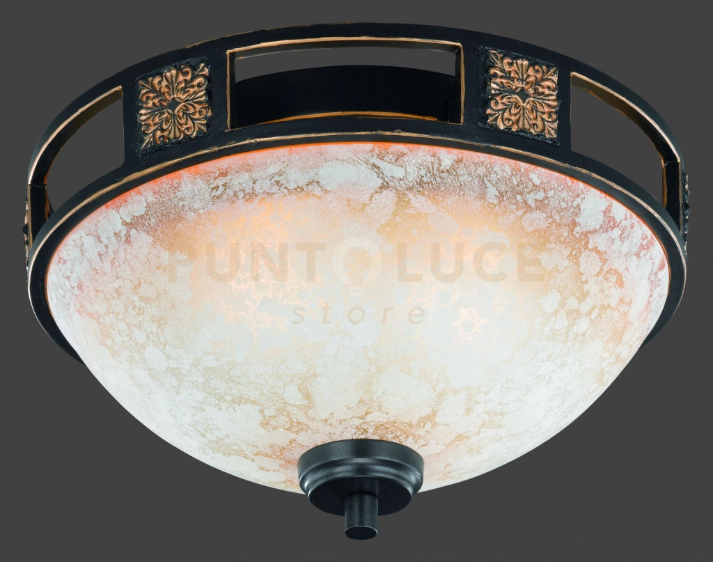 QUINTA PLAFONIERA CLASSICA RUGGINE CM33 2 LUCI ATTACCO E27
