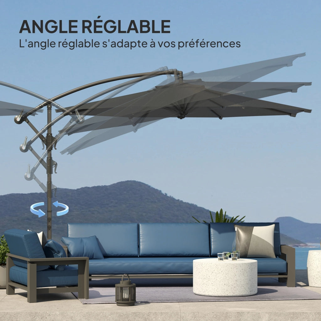 Ombrellone da giardino ottagonale pieghevole ¨C Zephmum ¨C Grigio scuro diametro 3 m
