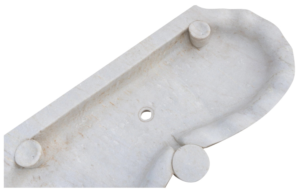 Biscottini Vasca smerlata in marmo bianco L120xPR56xH15 cm realizzata completamente mano