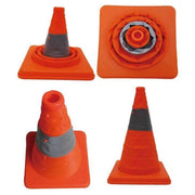Trade Shop - Cono Telescopico Stradale Altezza 45cm Base 24x24cm Pieghevole Auto Camper Camion -