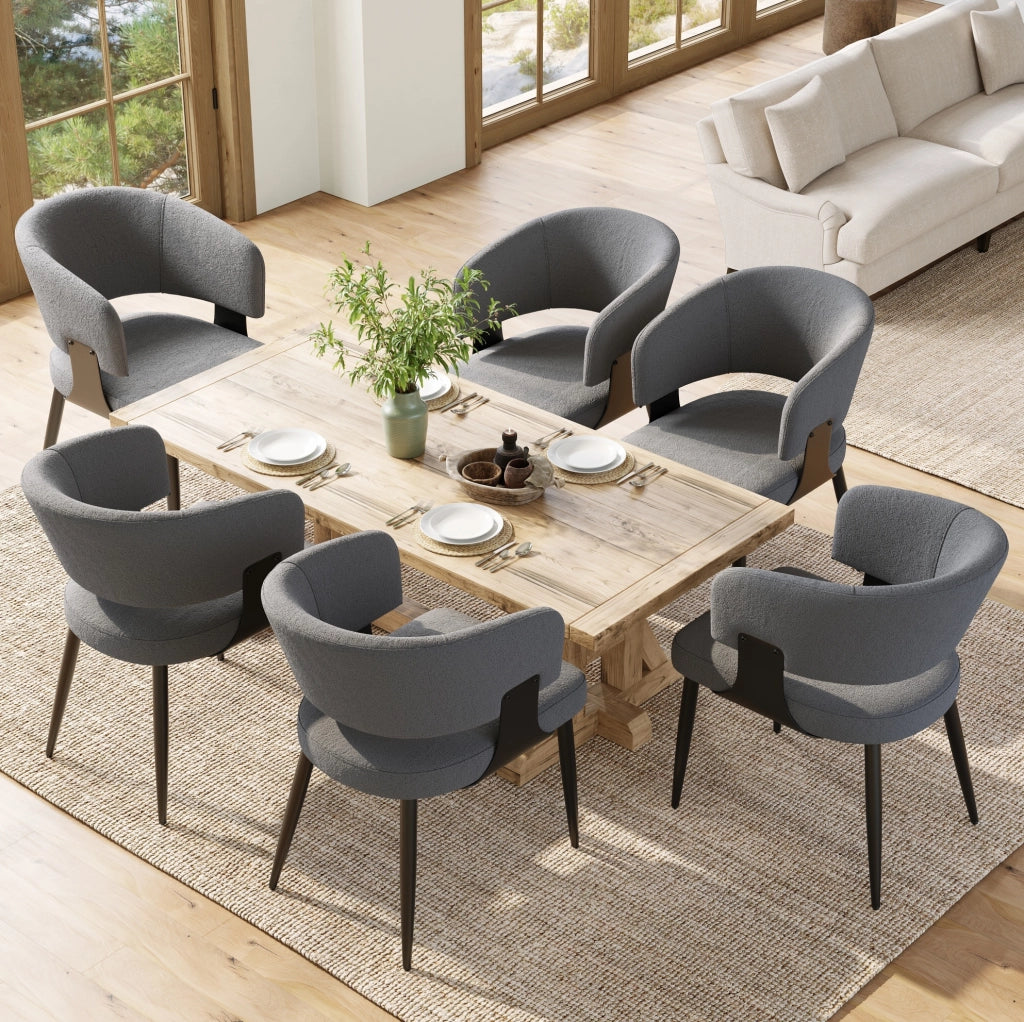 Sedia da pranzo 59x46.5x81.5 cm ergonomica in flanella e metallo grigio