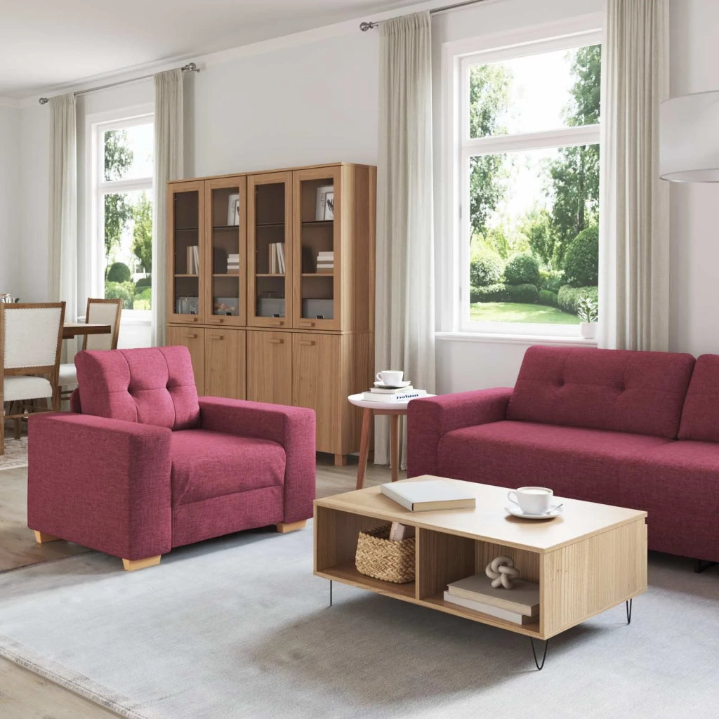 Divano 3 pcs Rosso Vento 221 x 80 x 80 cm Tessuto misto lino 3324631