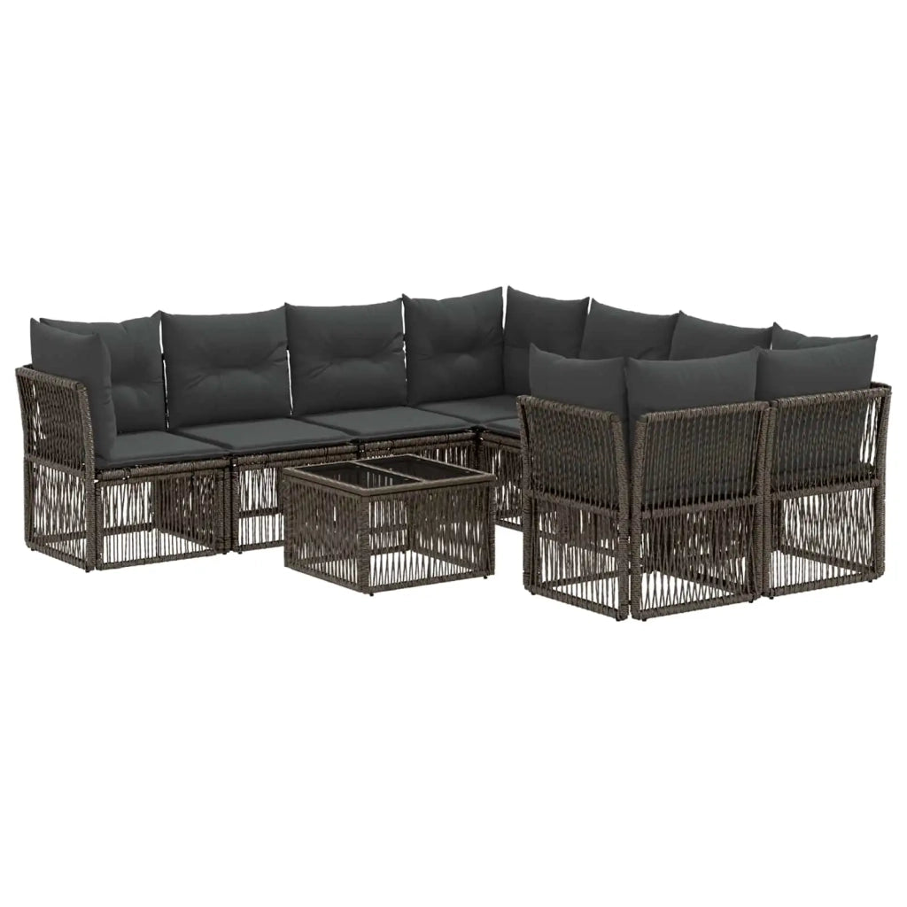 Set Divano da Giardino 9 pz Grigio polyrattan 3434144
