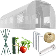 Foglia tunnel climatizzato con struttura in acciaio, set di supporti per piante e accessori - 2 x 45 x 2 m, 9 m², bianco