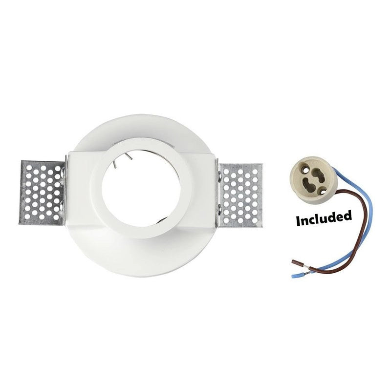 Portafaretto Lampada Led GU10 Da Incasso A Scomparsa Corpo Tondo Diametro 100mm In Gesso Bianco Verniciabile SKU-3697