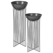 Set di 2 supporti per piante per vaso per fiori rotondo 55/45 cm in metallo nero per interni ed esterni