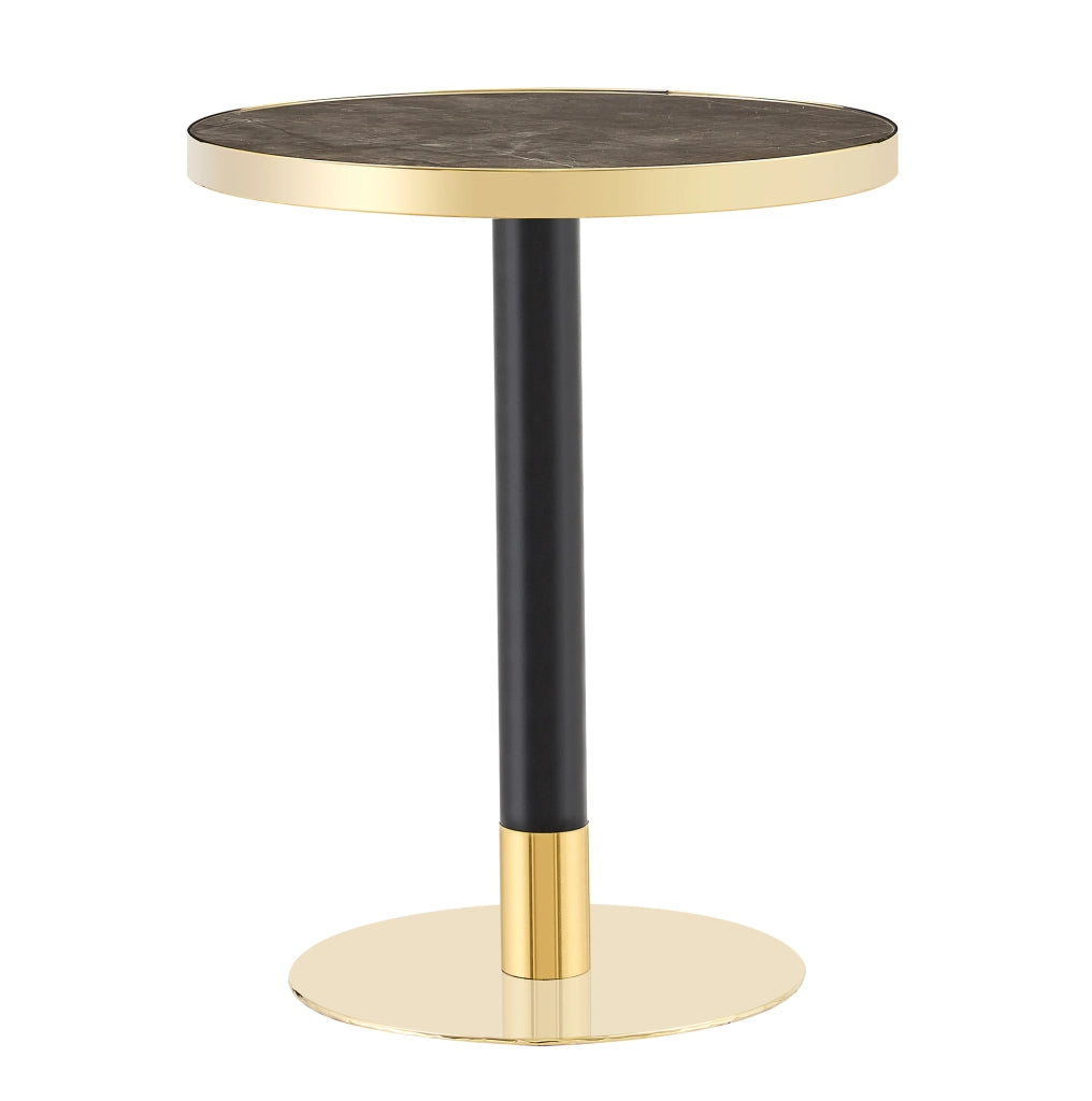 Tavolo rotondo 60x73;7 cm grigio MDF e metallo; base stabile