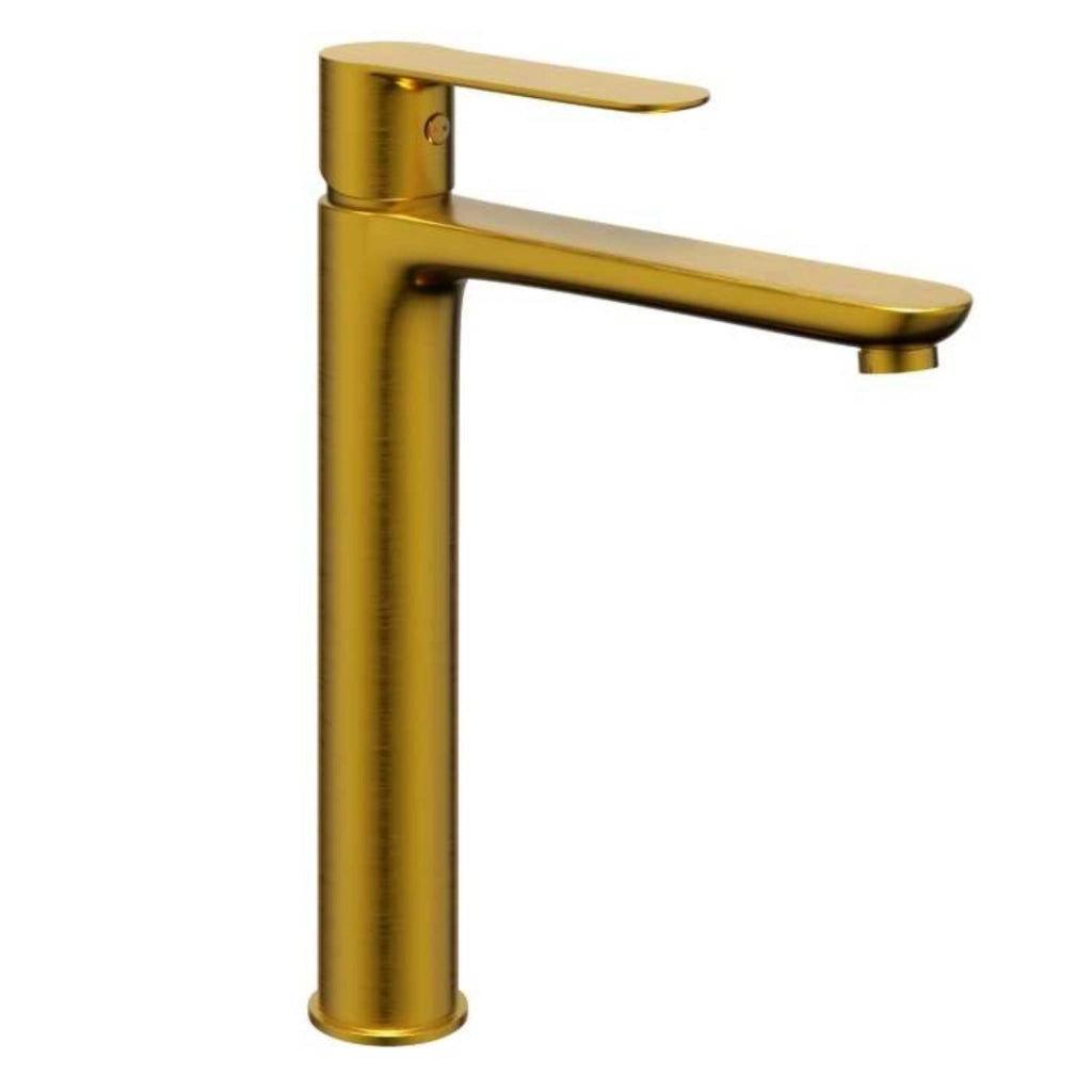 Miscelatore rubinetto oceania per lavabo con bocca alta in ottone oro satinato *** confezione 1
