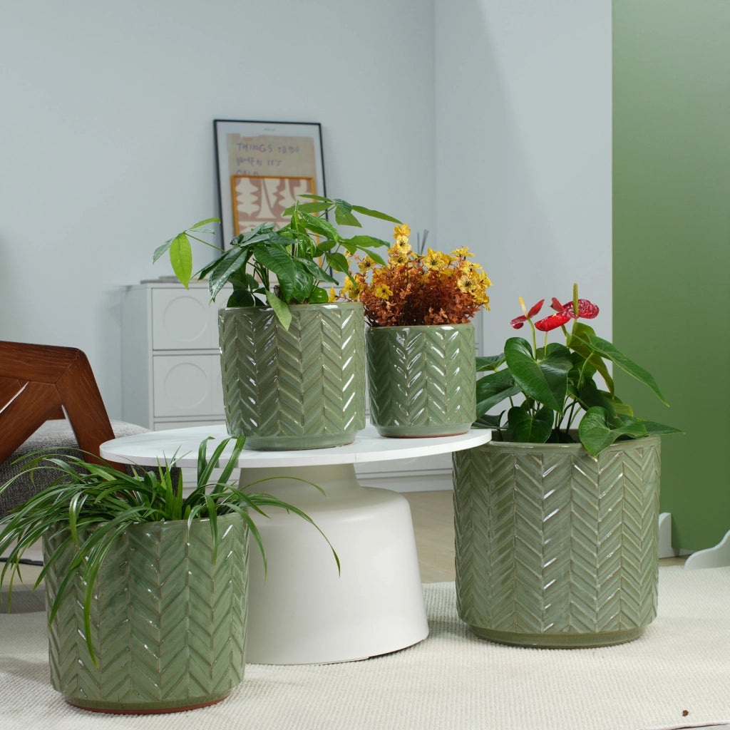 VASO Ø38 cm in ceramica verde salvia