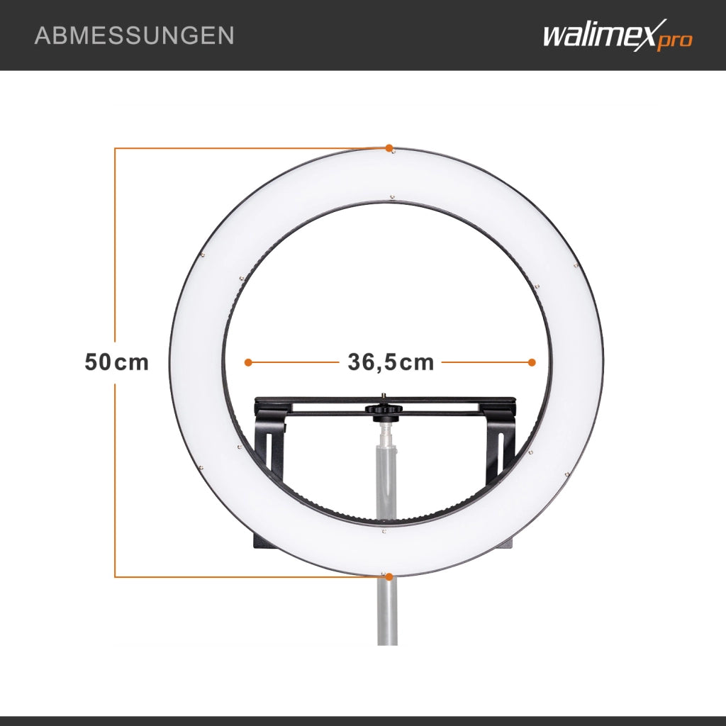 Ring light a LED 500 Bi-Color dimmerabile, Luce ad anello da 32W per foto e video con settori commutabili e accessori