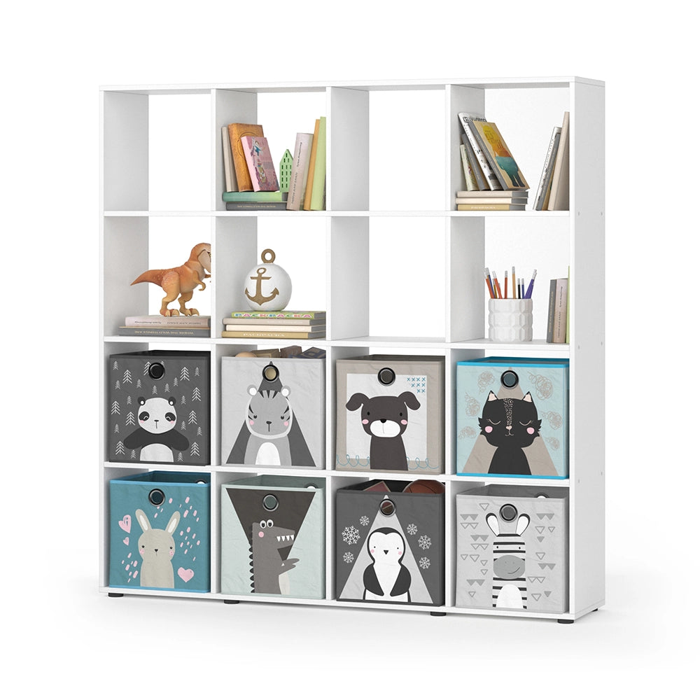 Vicco Libreria bambini Bianco 138.5 x 142.5 cm con 8 scatole pieghevoli