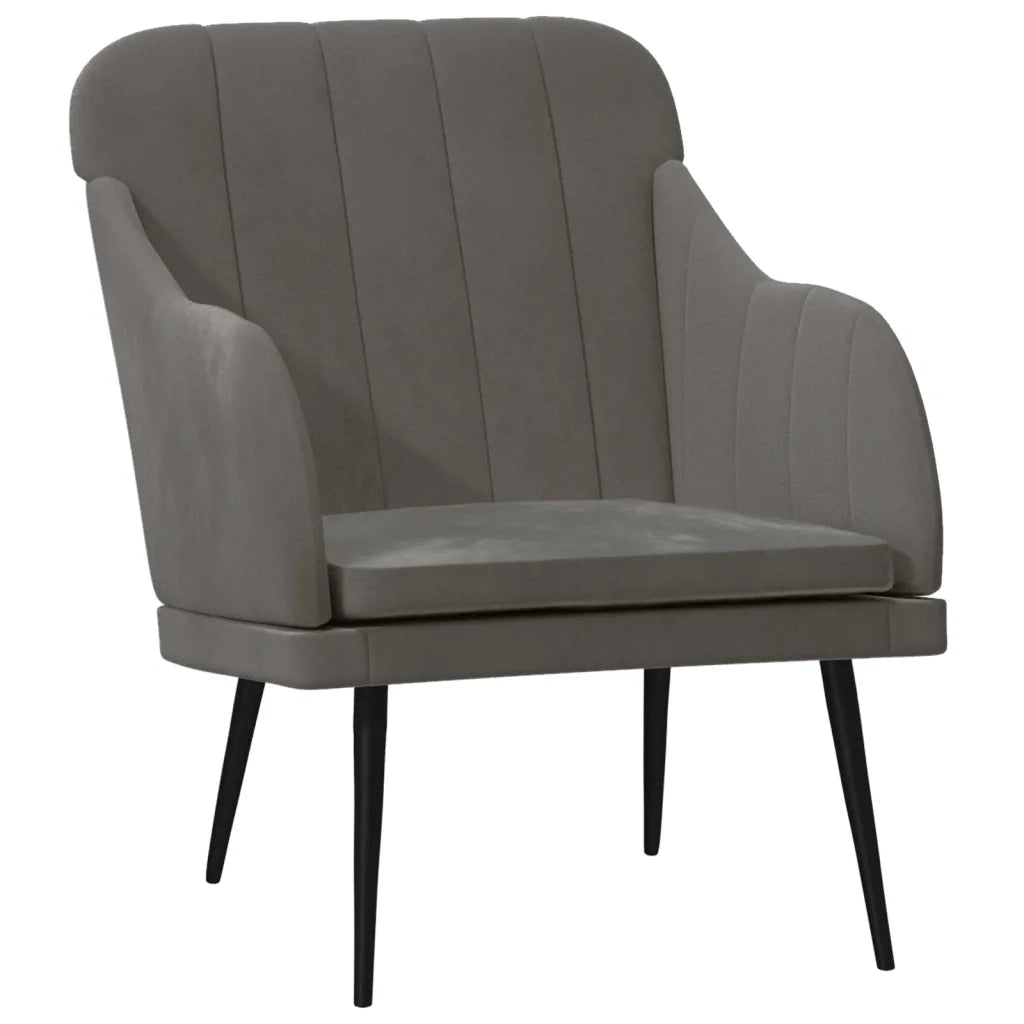 Poltrona Grigio Scuro 63x76x80 cm Velluto 351455