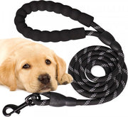 Riem per Cani Riflettente – Corda per Cani in Nylon – Con Attacco per Cani S - Riem per Cani con Maniglione Fino – Nero – 120CM