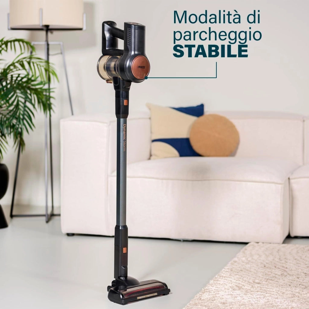 Princess 01.339390.01.001 scopa elettrica Aspirapolvere a bastone Batteria Secco HEPA Senza sacchetto 0,6 L 220 W Nero, Marrone
