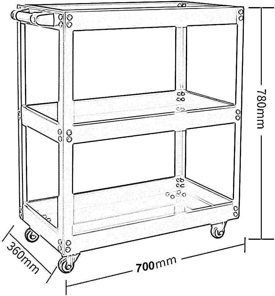 Carrello a 3 ripiani porta attrezzi multiuso per officina a 3 piani max 100 KG