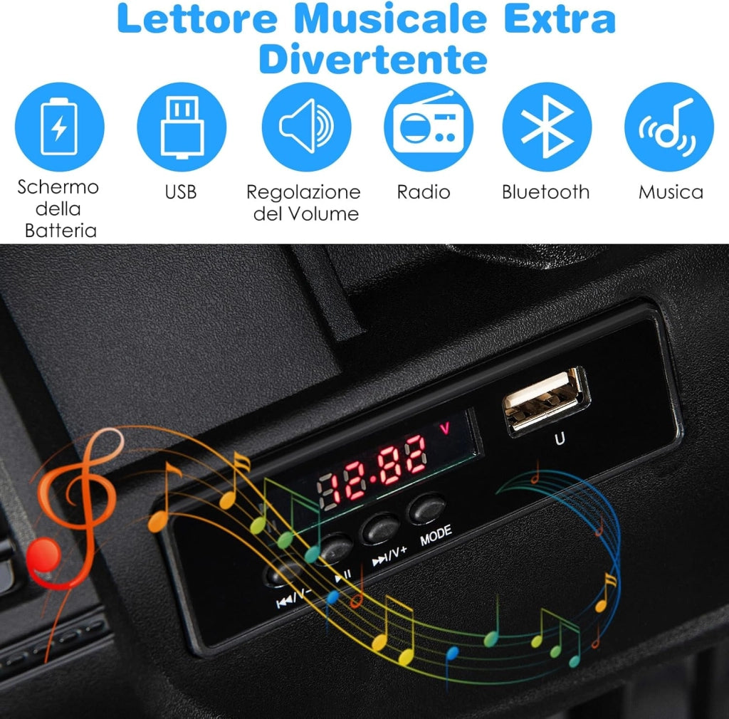 12V Auto per Bambini con Telecomando, Macchina Elettrica con 2 Posti Musica Porta USB e Luce, Velocità Regolabile 2,6-6km/h, per 3-8 Anni (Grigio)