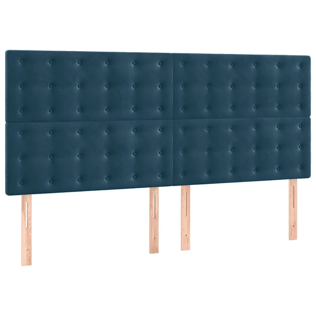 Testiera-Testata-Testiera Decorativa Blu Scuro 160x5x118/128 cm Velluto 445731
