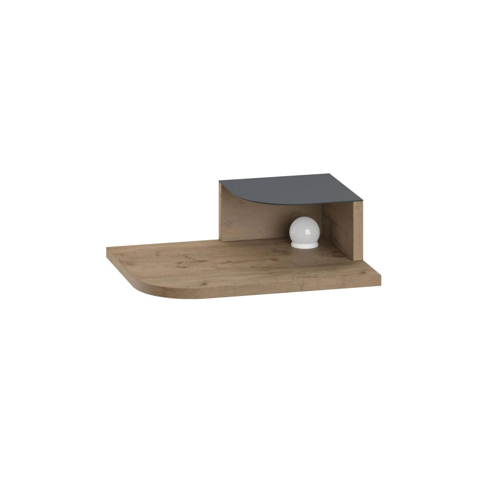 Comodino "Luno" con lampadina in legno - 40 x 30 x 16 cm - Marrone