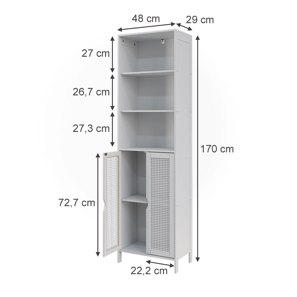 Vicco Armadio per il bagno Bianco 48 x 170 cm con 2 porte