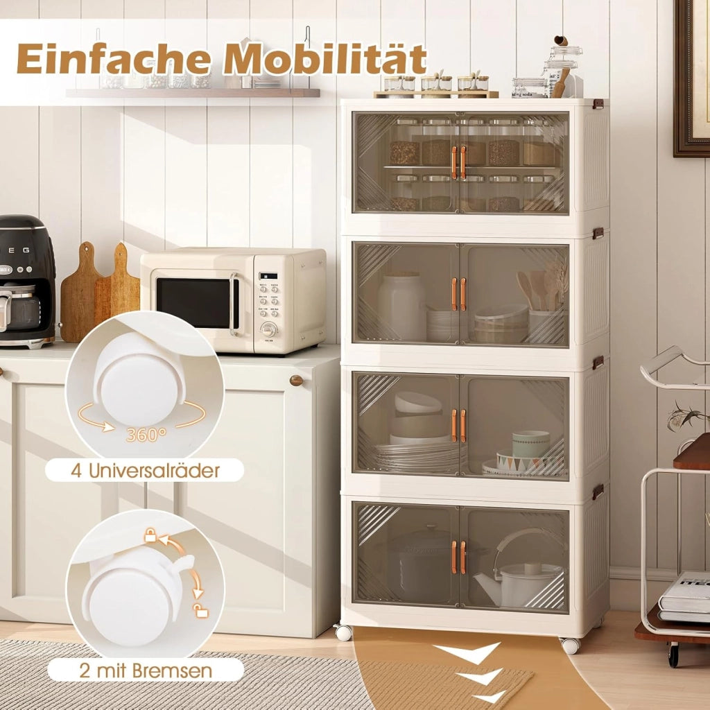 Scatole portaoggetti con coperchio, contenitore con ruote, porte, maniglie, organizer per soggiorno, camera da letto, dormitorio (284 l, 65 x 39 x 142 cm)