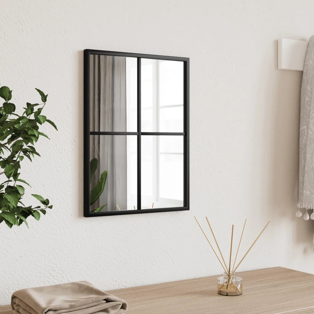 Specchio da Parete-Specchio a Muro-Specchio Decorativo Nero 30x40 cm Rettangolare in Ferro