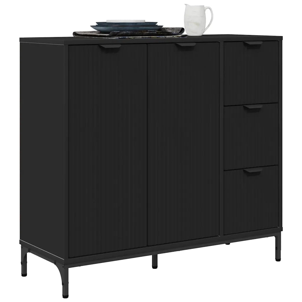 Credenza con Cassetto-Buffet-Armadio da cucina Nero 89.5 x 33 x 82 cm Legno multistrato