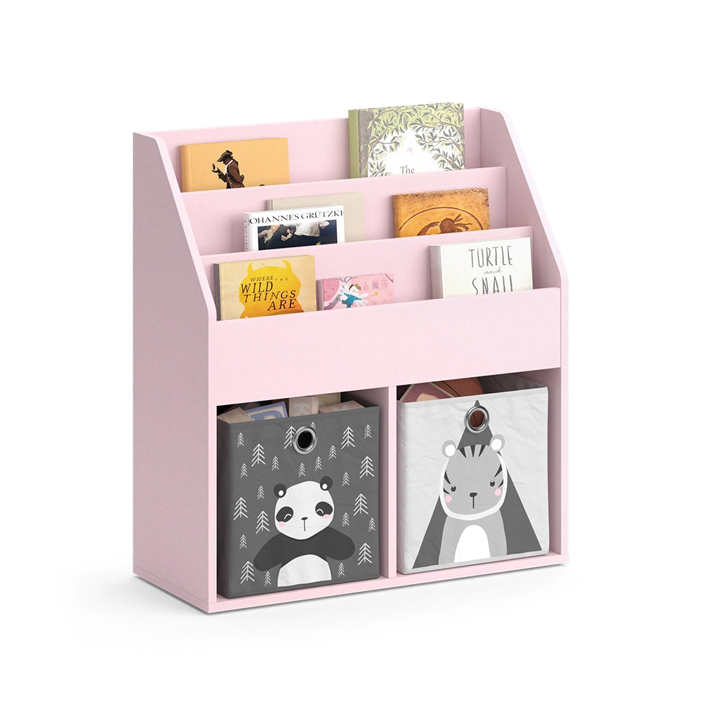 Vicco Libreria bambini rosa 72 x 79 cm con 2 scatole pieghevoli (panda, tigre)