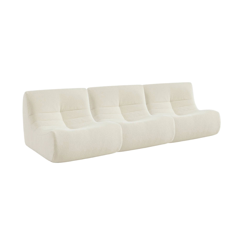 Divano modulare in bouclé, 3 posti, bianco